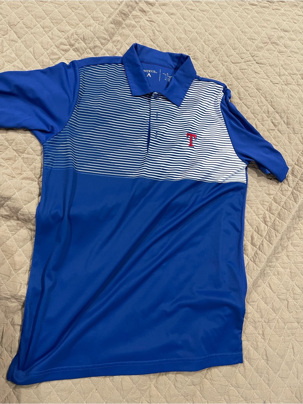Antigua Royal Blue Performance Polo with White Stripe Chest
